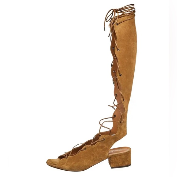 Saint Laurent Beige Suede Gladiator Sandals - Picture 2 of 7